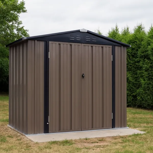 Plechový záhradný domček na náradie, hnedá/antracitová, 2x1,3x2,1 m, RADOL