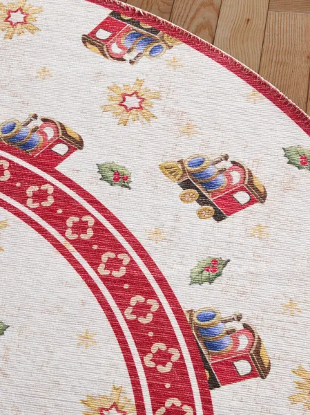 Koberec Toy's Delight Villeroy & Boch Christmas Train krémový / červený kruh