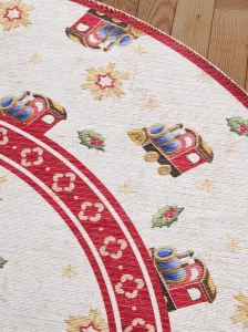 Koberec Toy's Delight Villeroy & Boch Christmas Train krémový / červený kruh
