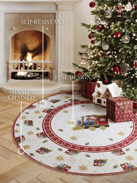 Koberec Toy's Delight Villeroy & Boch Christmas Train krémový / červený kruh