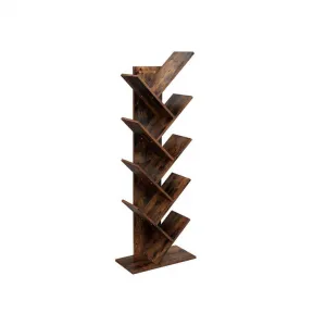 Knižnica VASAGLE Tree, 8 políc, rustikálna hnedá