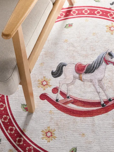 Koberec Toy's Delight Villeroy & Boch Rocking Horse krémový / červený kruh