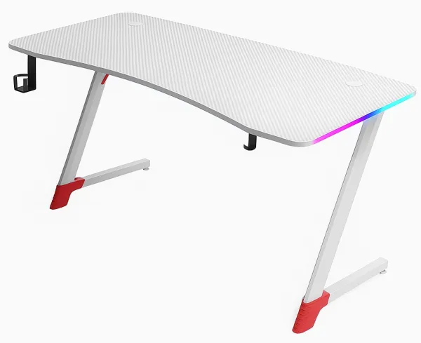 JAKS Herný stôl s RGB osvetlením biely 140 cm BG01