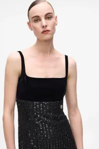 Šaty Karl Lagerfeld Sequins Fringe Dress Black