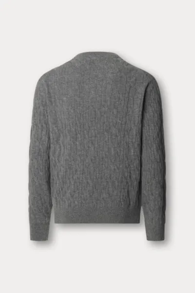 Sveter Hackett London Lw Cable Crew Metal Grey