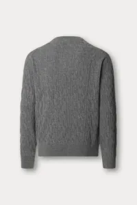 Sveter Hackett London Lw Cable Crew Metal Grey