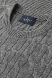 Sveter Hackett London Lw Cable Crew Metal Grey