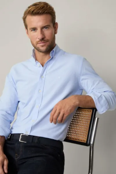 Košeľa Hackett London Washed Oxford Sky Blue