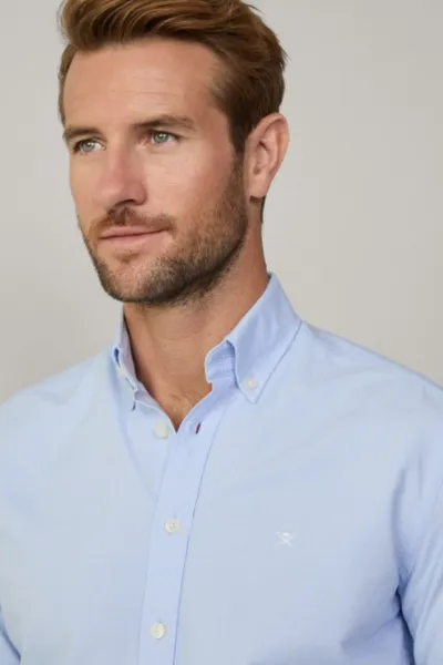 Košeľa Hackett London Washed Oxford Sky Blue