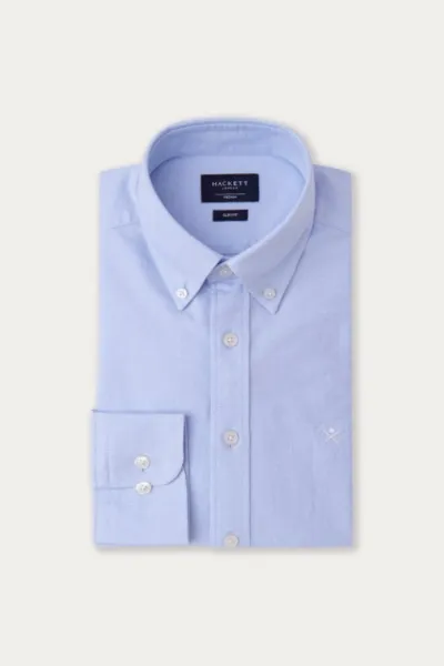 Košeľa Hackett London Washed Oxford Sky Blue