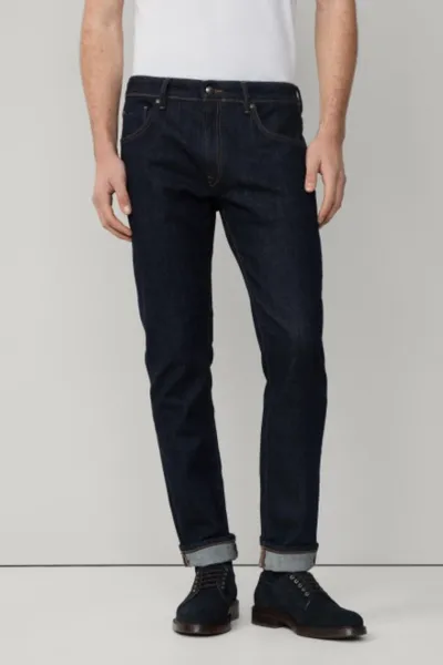 Džínsy Hackett London Rinse Wash Denim Denim Blue