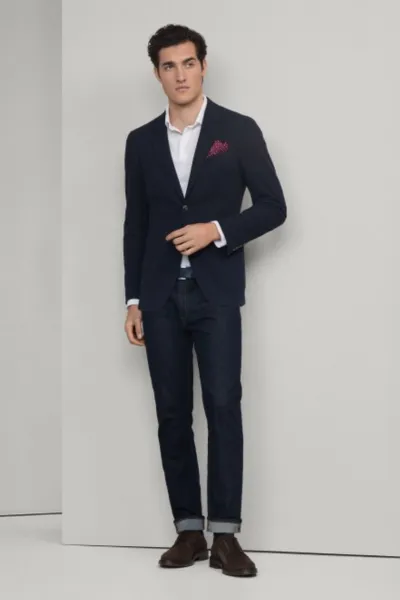 Džínsy Hackett London Rinse Wash Denim Denim Blue