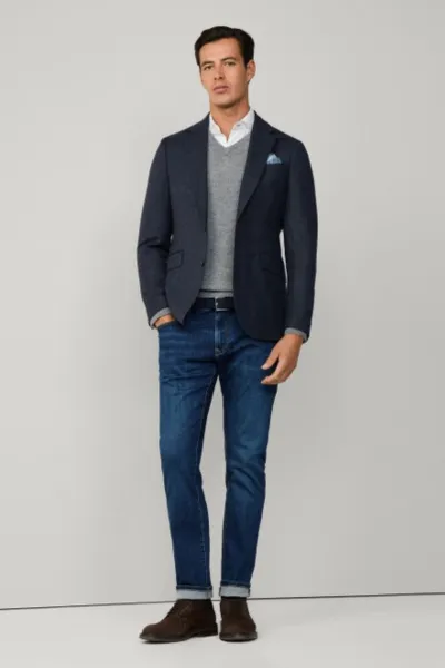 Džínsy Hackett London Powerflex Vntge Wsh Denim Blue