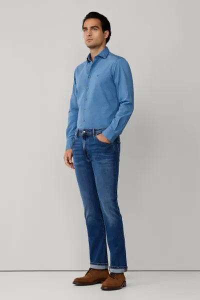 Džínsy Hackett London Vintage Wash Denim Denim Blue