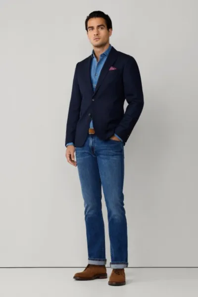 Džínsy Hackett London Vintage Wash Denim Denim Blue