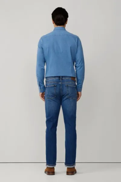 Džínsy Hackett London Vintage Wash Denim Denim Blue