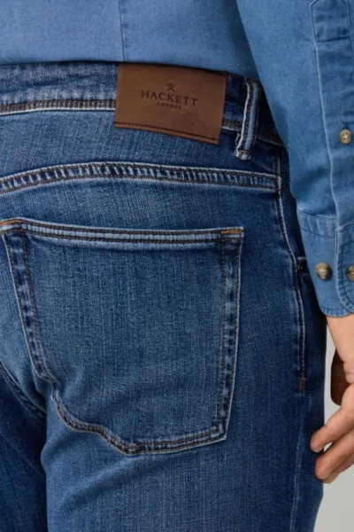 Džínsy Hackett London Vintage Wash Denim Denim Blue