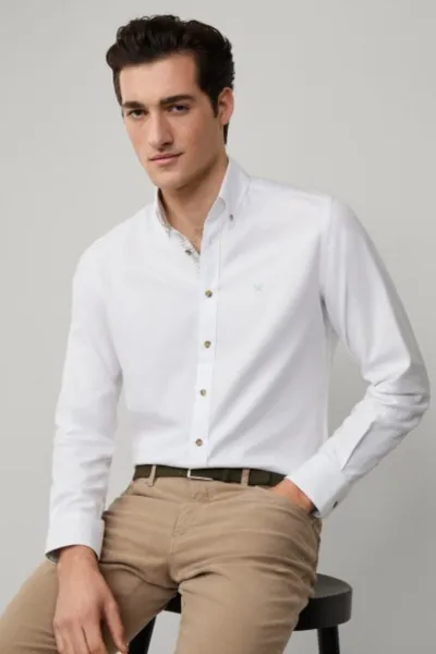 Košeľa Hackett London Flannel Multi Trim Optic White