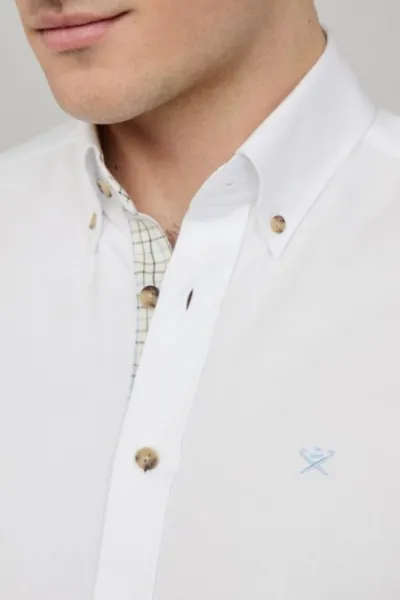 Košeľa Hackett London Flannel Multi Trim Optic White