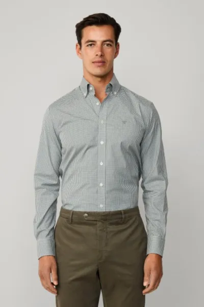 Košeľa Hackett London Ess Gingham Emerald Green