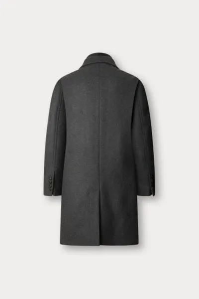 Kabát Hackett London Wool Cash Coat W/Bib Charcoal Grey