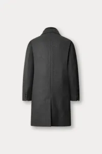 Kabát Hackett London Wool Cash Coat W/Bib Charcoal Grey