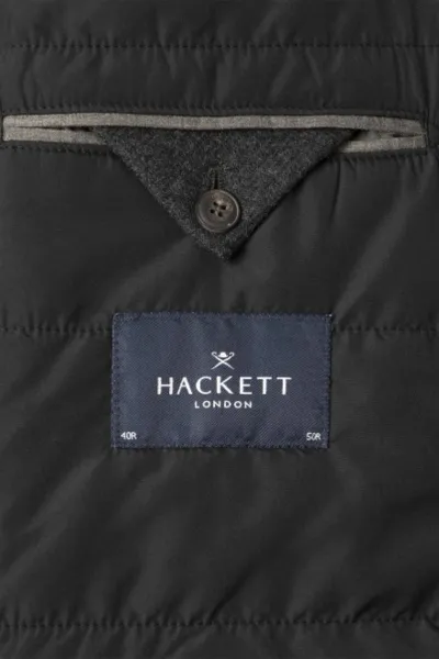 Kabát Hackett London Wool Cash Coat W/Bib Charcoal Grey
