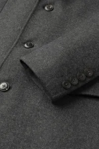 Kabát Hackett London Wool Cash Coat W/Bib Charcoal Grey