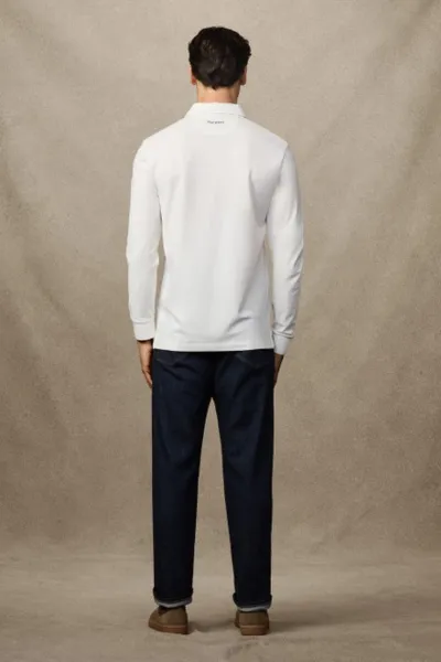 Polokošeľa Hackett London Heritage Crest Lgo Ls Off White