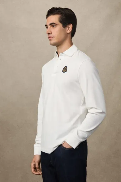 Polokošeľa Hackett London Heritage Crest Lgo Ls Off White