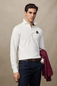 Polokošeľa Hackett London Heritage Crest Lgo Ls Off White