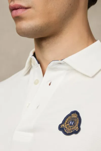 Polokošeľa Hackett London Heritage Crest Lgo Ls Off White