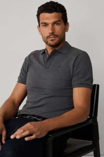 Polokošeľa Hackett London Slim Fit Logo Dark Grey Marl