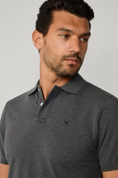 Polokošeľa Hackett London Slim Fit Logo Dark Grey Marl