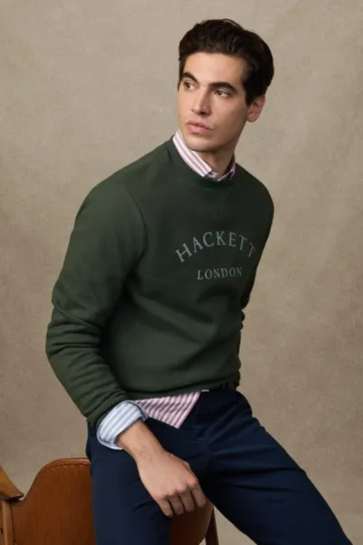 Mikina Hackett London Heritage Ess Aw Crew Duck Green