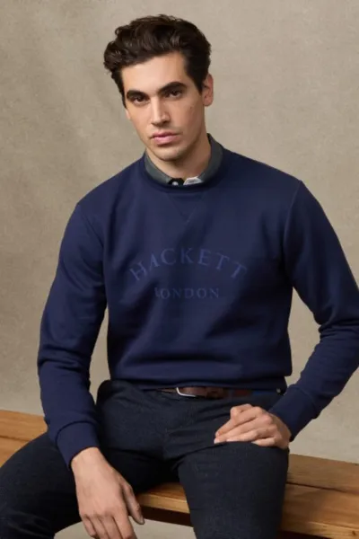 Mikina Hackett London Heritage Ess Aw Crew Ink Blue
