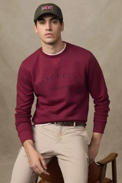 Mikina Hackett London Heritage Ess Aw Crew Burgundy Red
