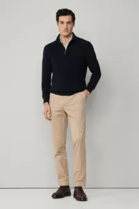 Sveter Hackett London Cotton Rib Hzip Midnight Blue