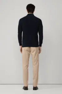 Sveter Hackett London Cotton Rib Hzip Midnight Blue