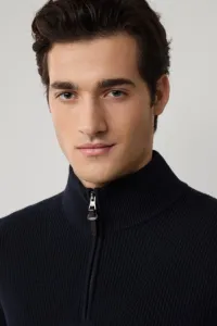 Sveter Hackett London Cotton Rib Hzip Midnight Blue