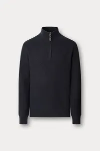 Sveter Hackett London Cotton Rib Hzip Midnight Blue