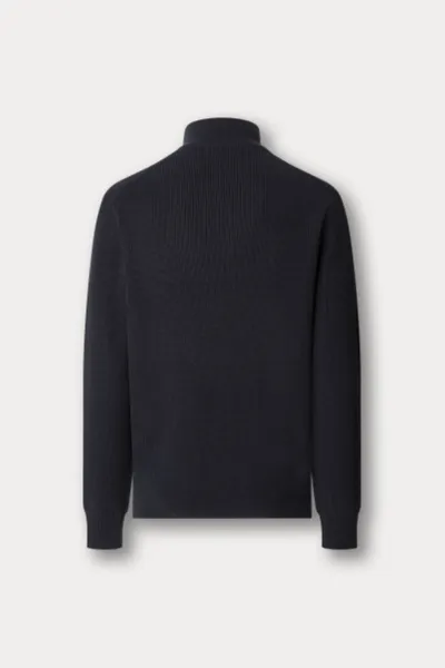 Sveter Hackett London Cotton Rib Hzip Midnight Blue