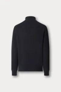 Sveter Hackett London Cotton Rib Hzip Midnight Blue