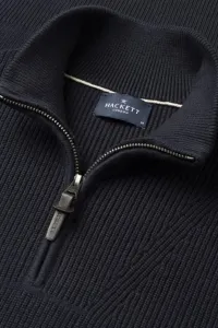 Sveter Hackett London Cotton Rib Hzip Midnight Blue