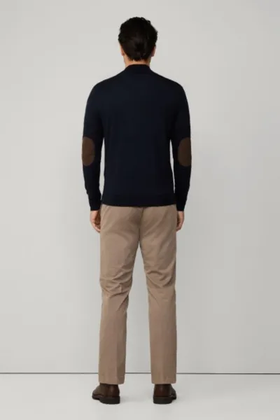 Sveter Hackett London Merino Silk Hzip Midnight Blue