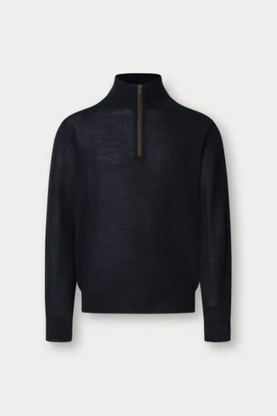 Sveter Hackett London Merino Silk Hzip Midnight Blue