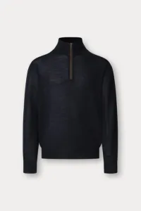 Sveter Hackett London Merino Silk Hzip Midnight Blue