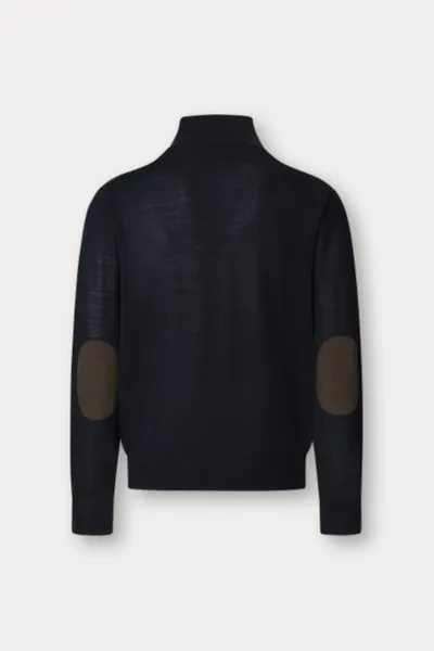 Sveter Hackett London Merino Silk Hzip Midnight Blue