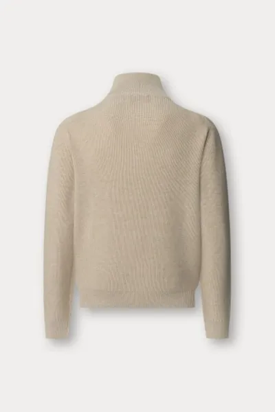 Sveter Hackett London Cotton Rib Hzip Stone Beige