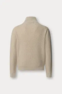 Sveter Hackett London Cotton Rib Hzip Stone Beige